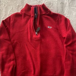 Vineyard Vines Boys 1/4 Zip red sweater